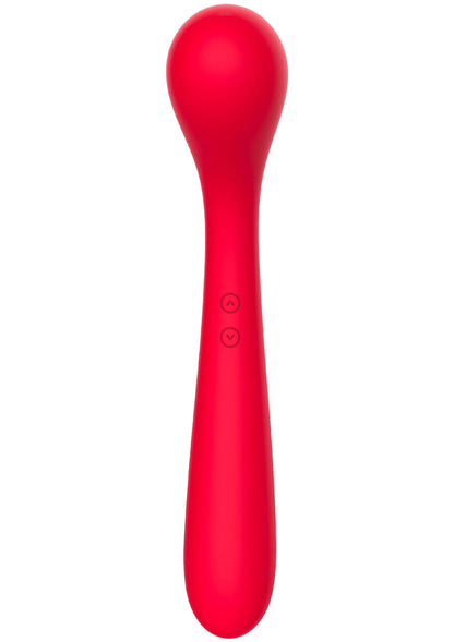 Rode ToyJoy G-spot vibrator, langwerpige vorm met knoppen aan de zijkant.