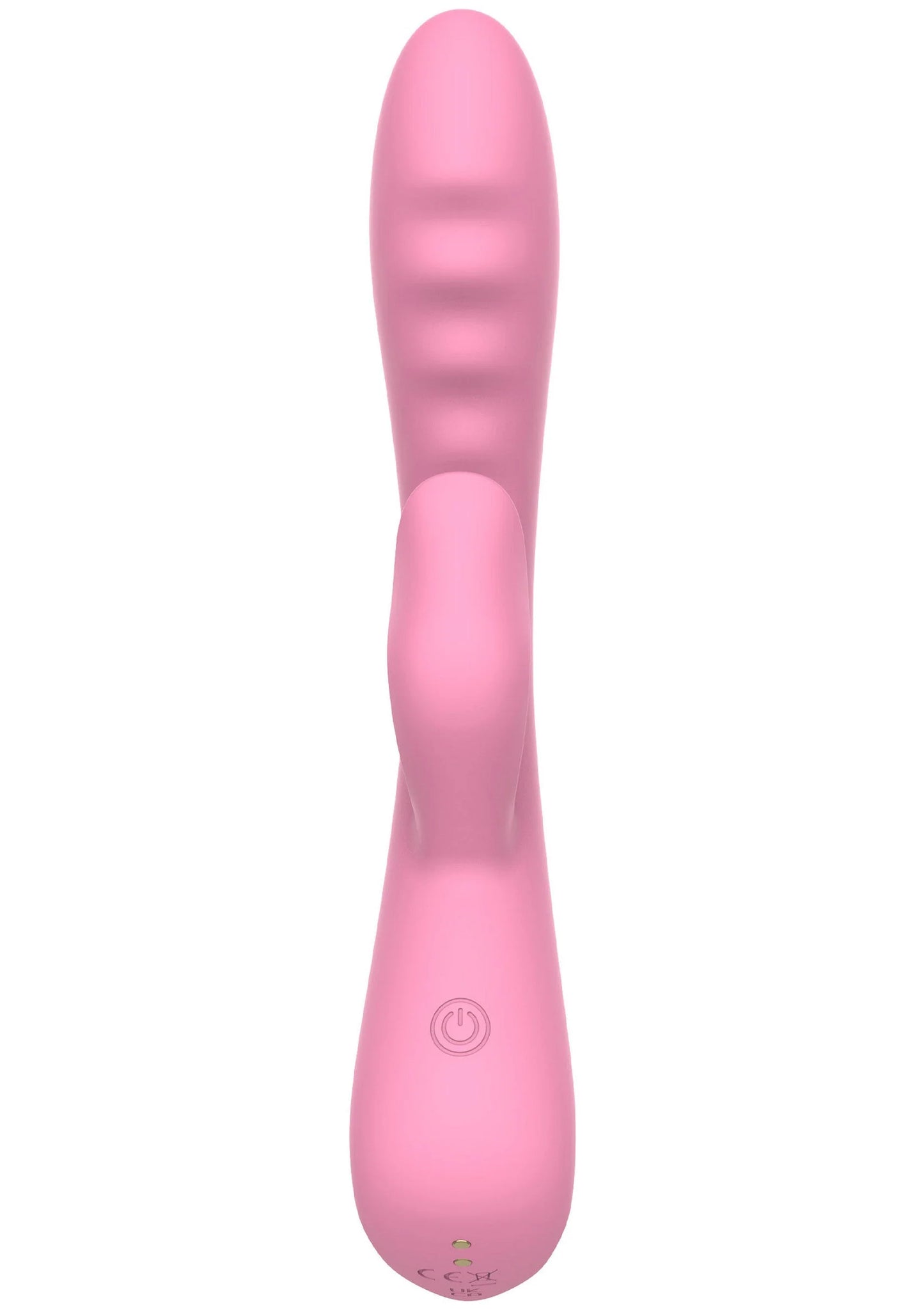 Roze konijnvormige vibrator met knop onderaan