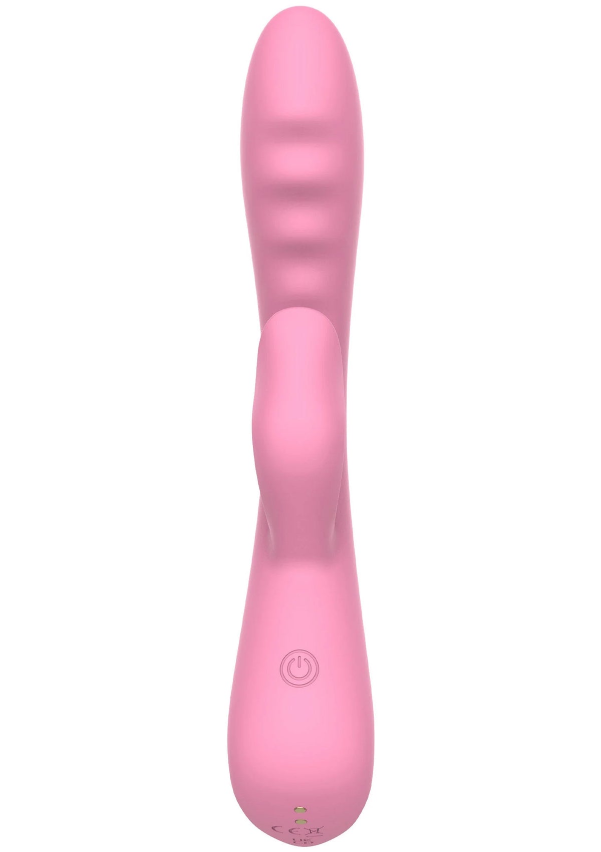 Roze konijnvormige vibrator met knop onderaan