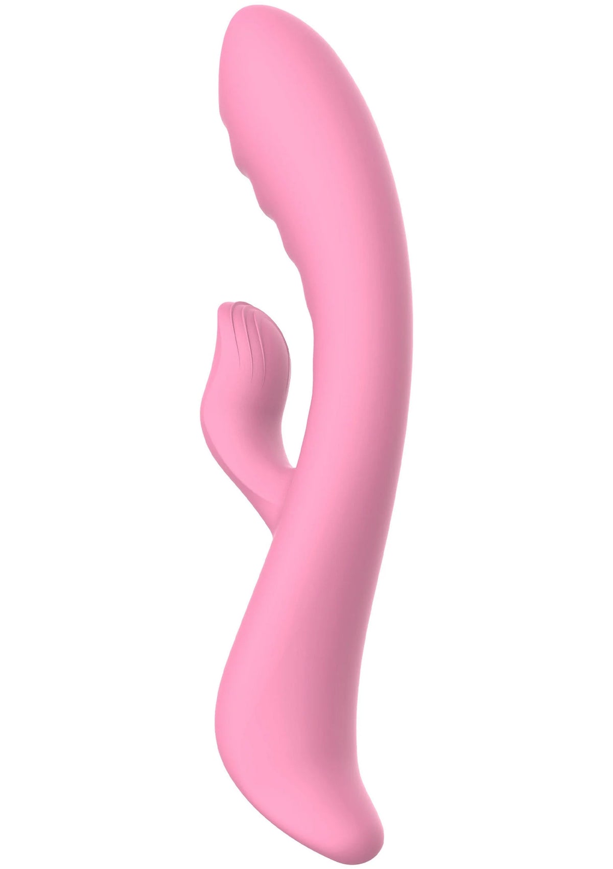 Roze konijnvibrator met gebogen vorm en konijnenoor