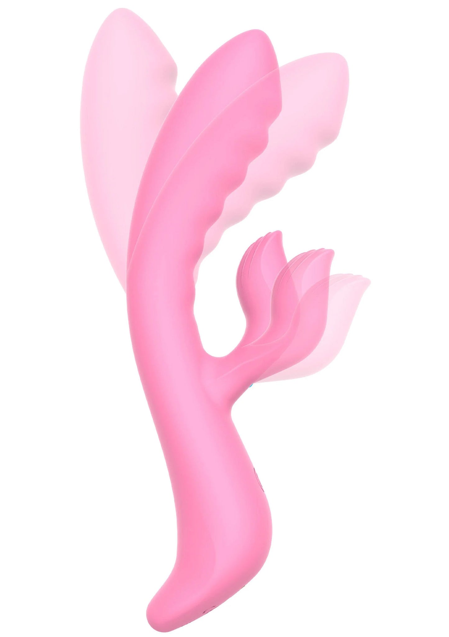 Roze konijnvormige vibrator met dubbele oren en geprofileerd lijf
