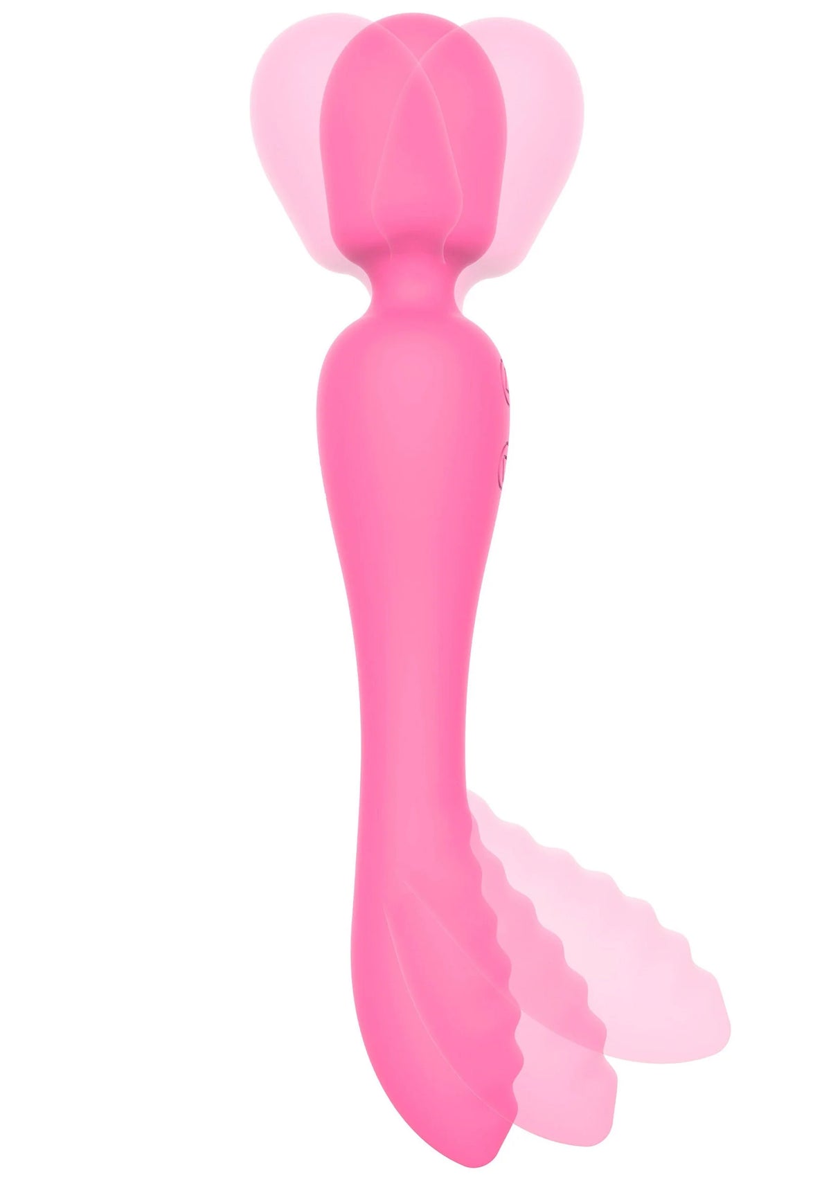 Roze 2-in-1 massageapparaat met brede, flexibele uiteinden