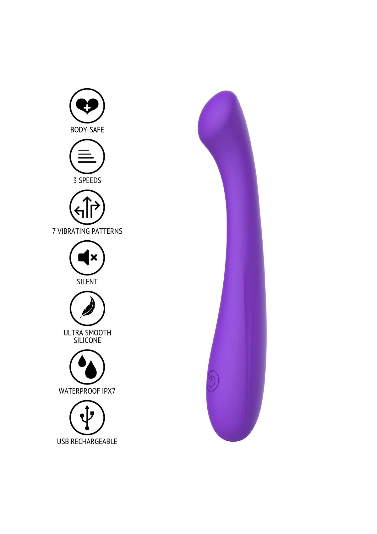 ToyJoy paarse G-spot vibrator met stille motor, 3 snelheden en waterdicht IPX7