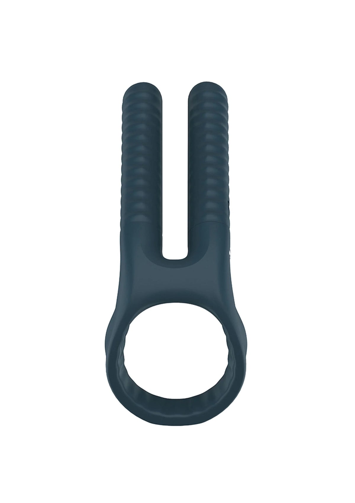 Donkere siliconen koppelring met twee verticale ribbels en open ovaal