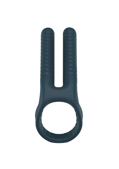 Donkere siliconen koppelring met twee verticale ribbels en open ovaal