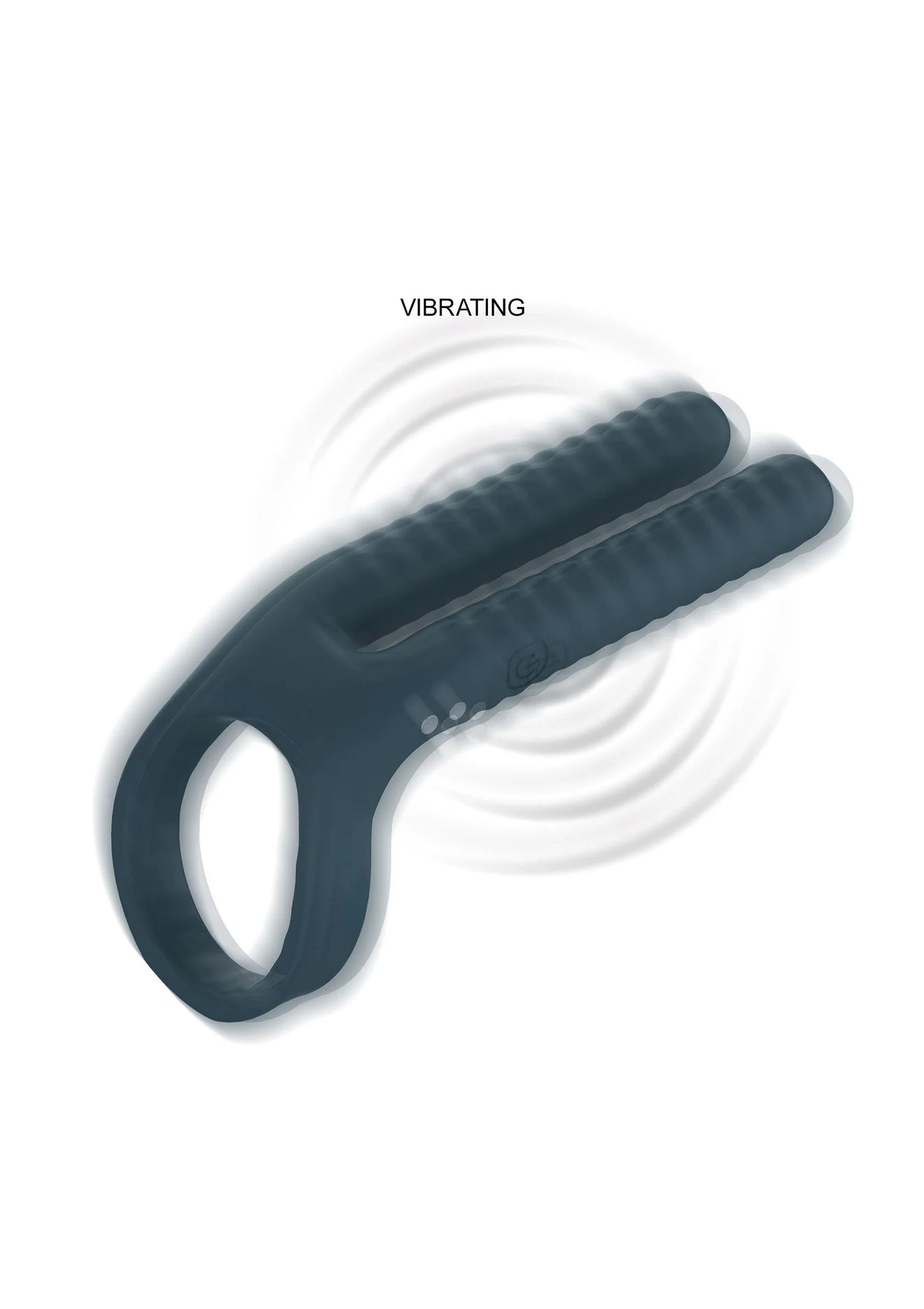 Donkere siliconen vibrerende koppelring met open ovale ring en rimpelpatroon