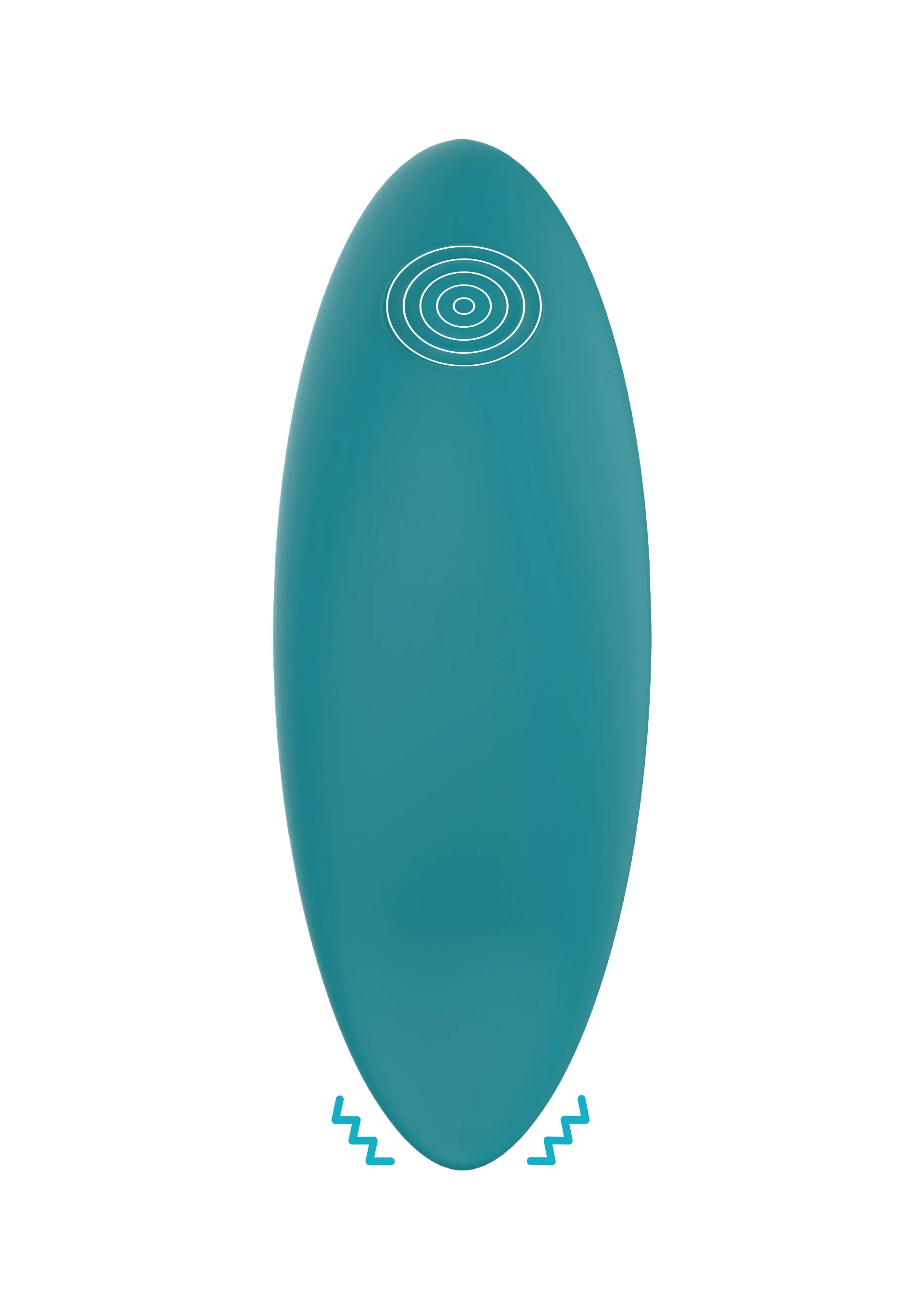 ToyJoy Mira tapping-stimulator, teal ovale behuizing met ringen op bovenkant en voetjes