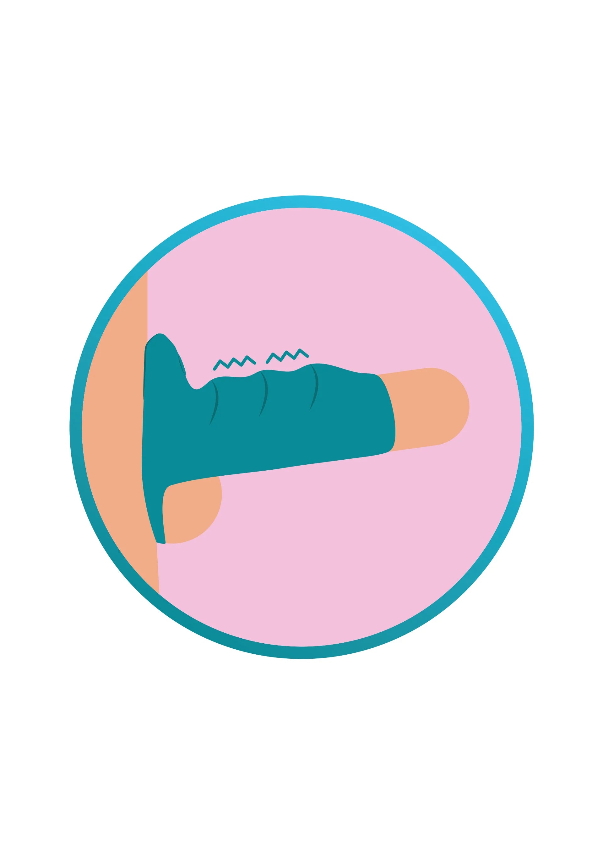 Illustratie van vibrerende teal sleeve in roze cirkel met golfsymbolen