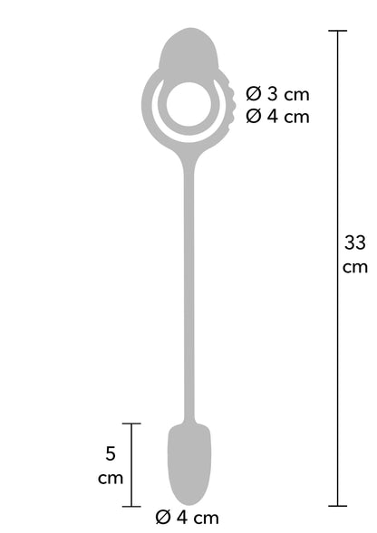Vibrator met ronde ring en lange staaf, schematische weergave