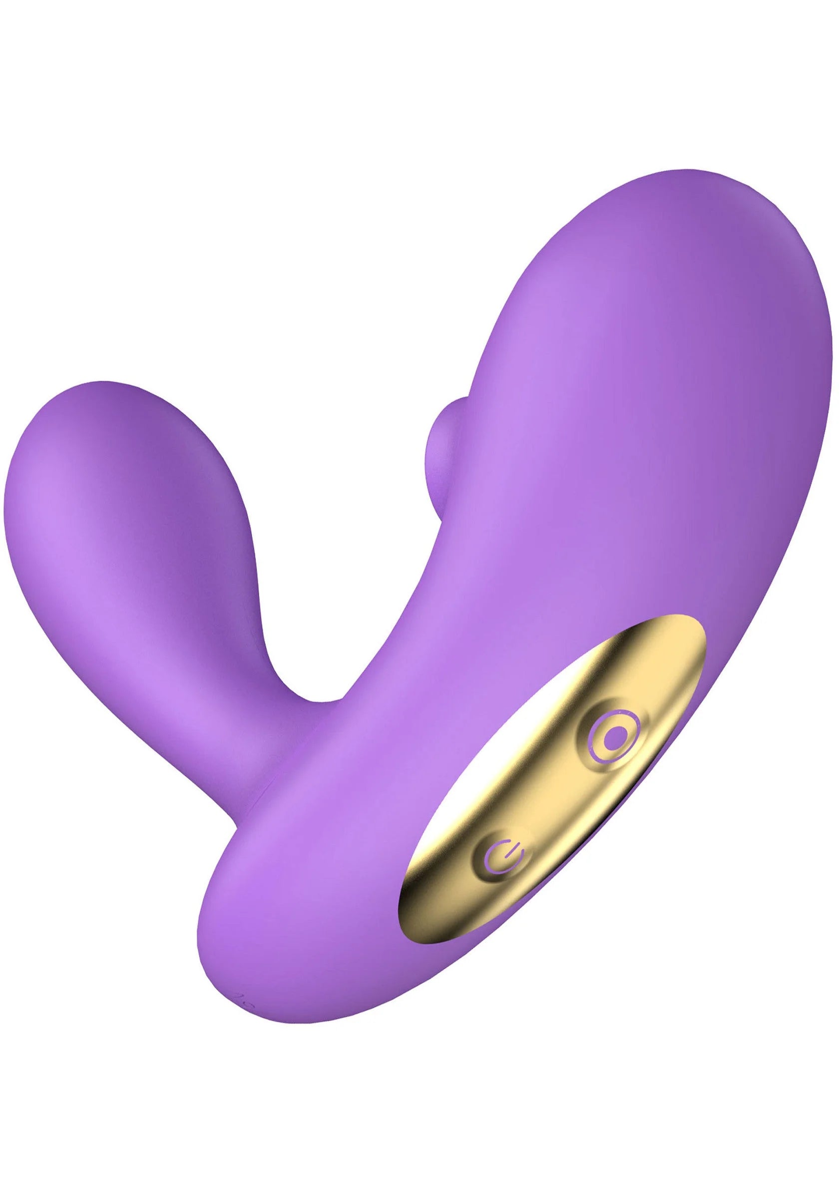 Paarse U-vormige vibrator met gouden contactring en kleine controle-LED’s