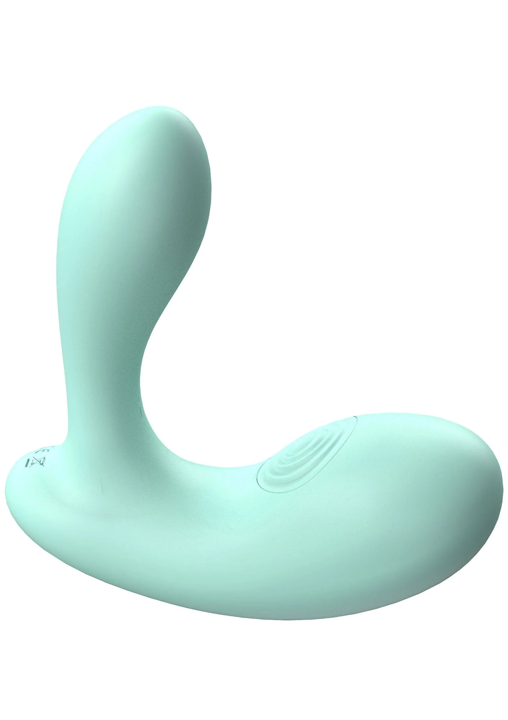 Turkooizen U-vormige vibrator met reliëf op de kop en ronde klik-onderdelen