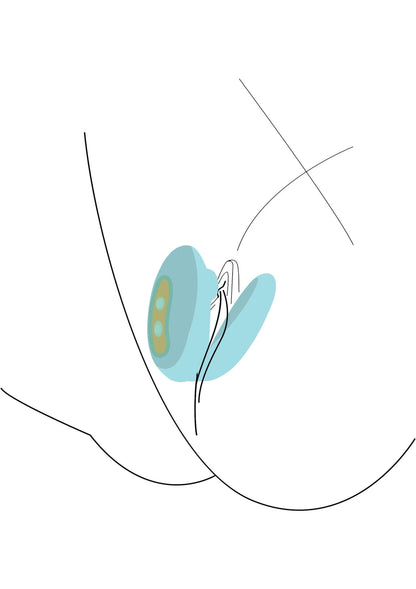 Lichtgroene U-vormige vibrator met doorsnede-tekening en stroompictogrammen.