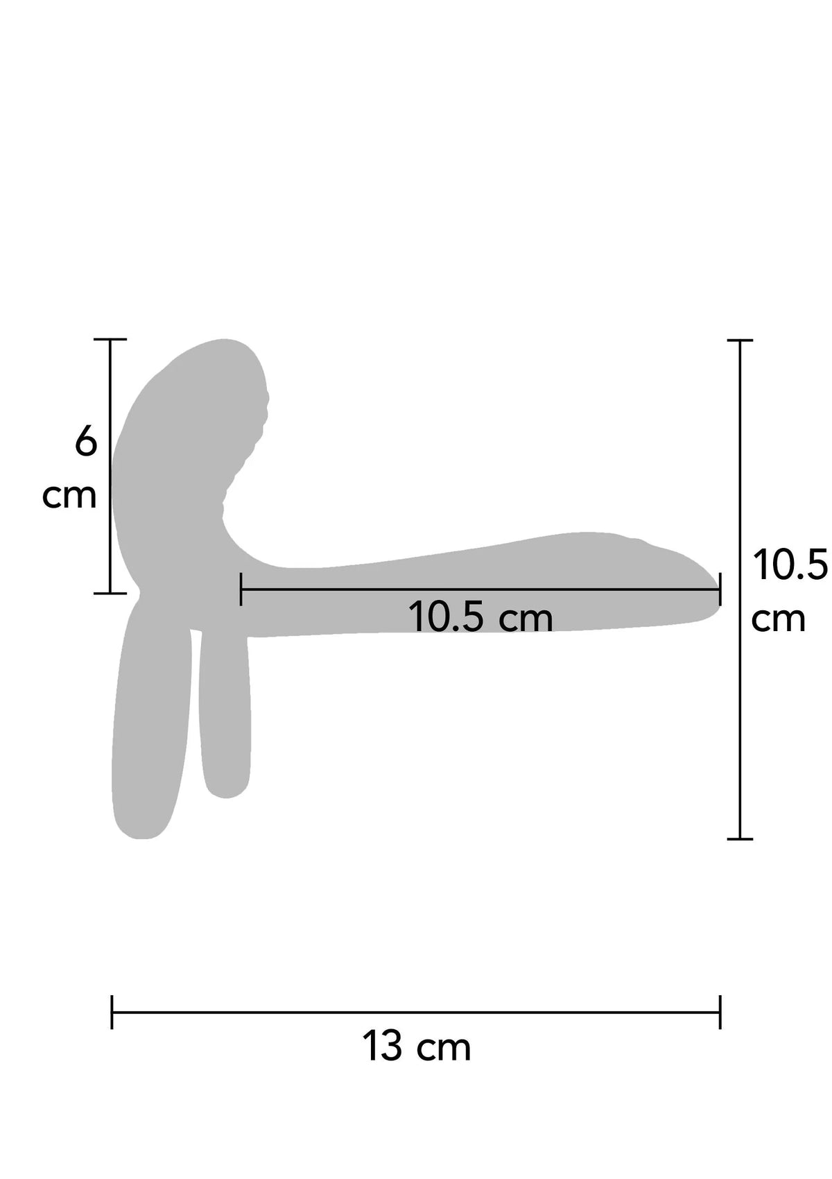 Afmetingen turquoise vibratorring: 13 cm lang en 10,5 cm hoog