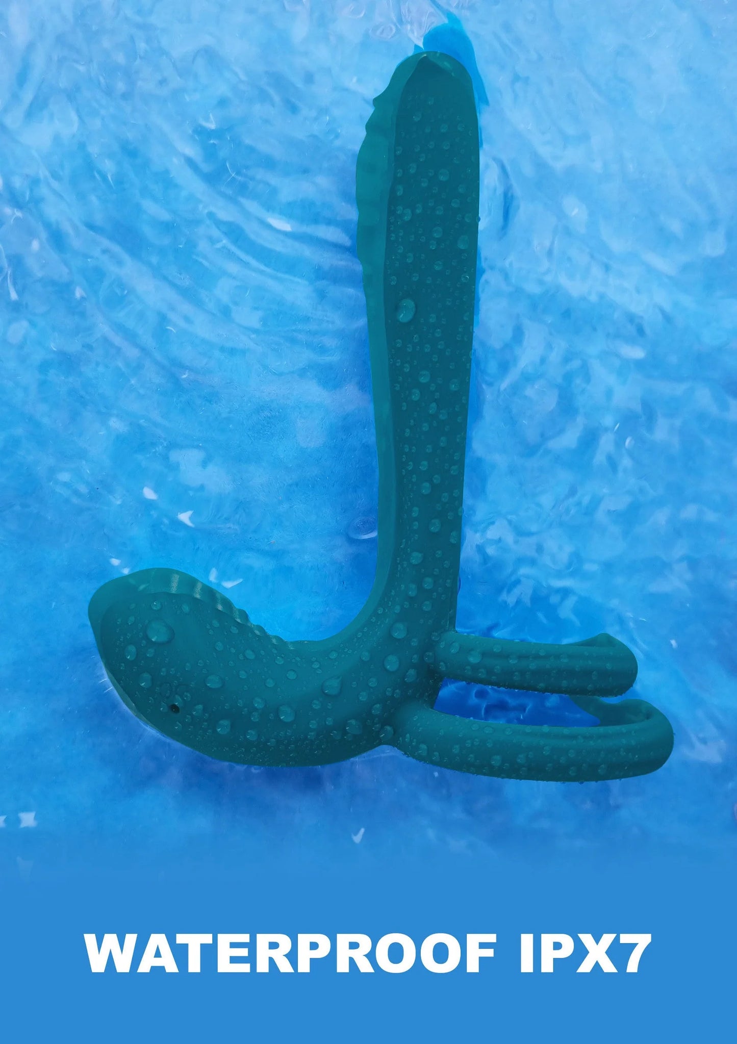 Turquoise vibratorring, waterdicht IPX7 met druppelindicatie