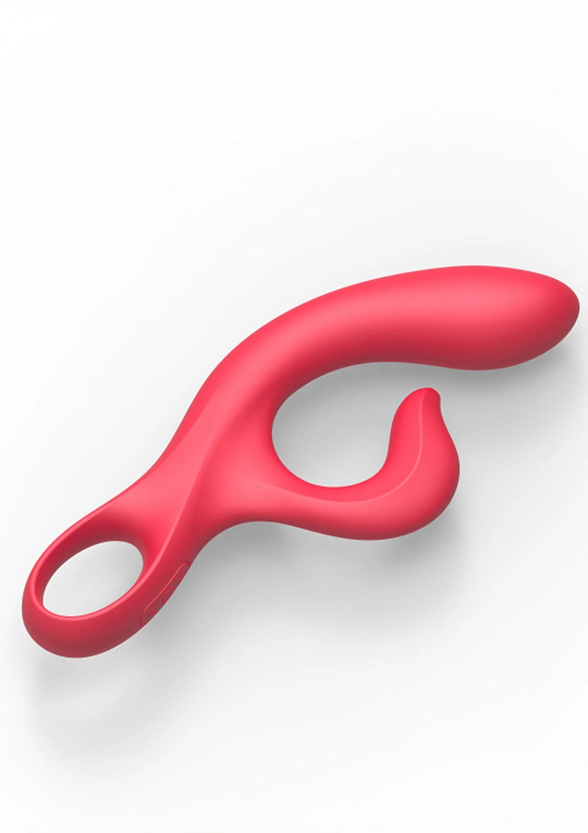 Rode gebogen vibrator met ringvormige opening.