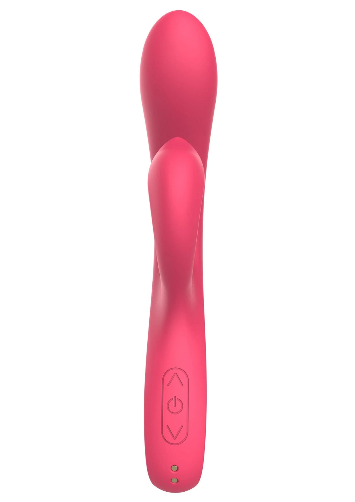 Roze Xocoon-vibrator met afgeronde top en bedieningsknoppen op de steel