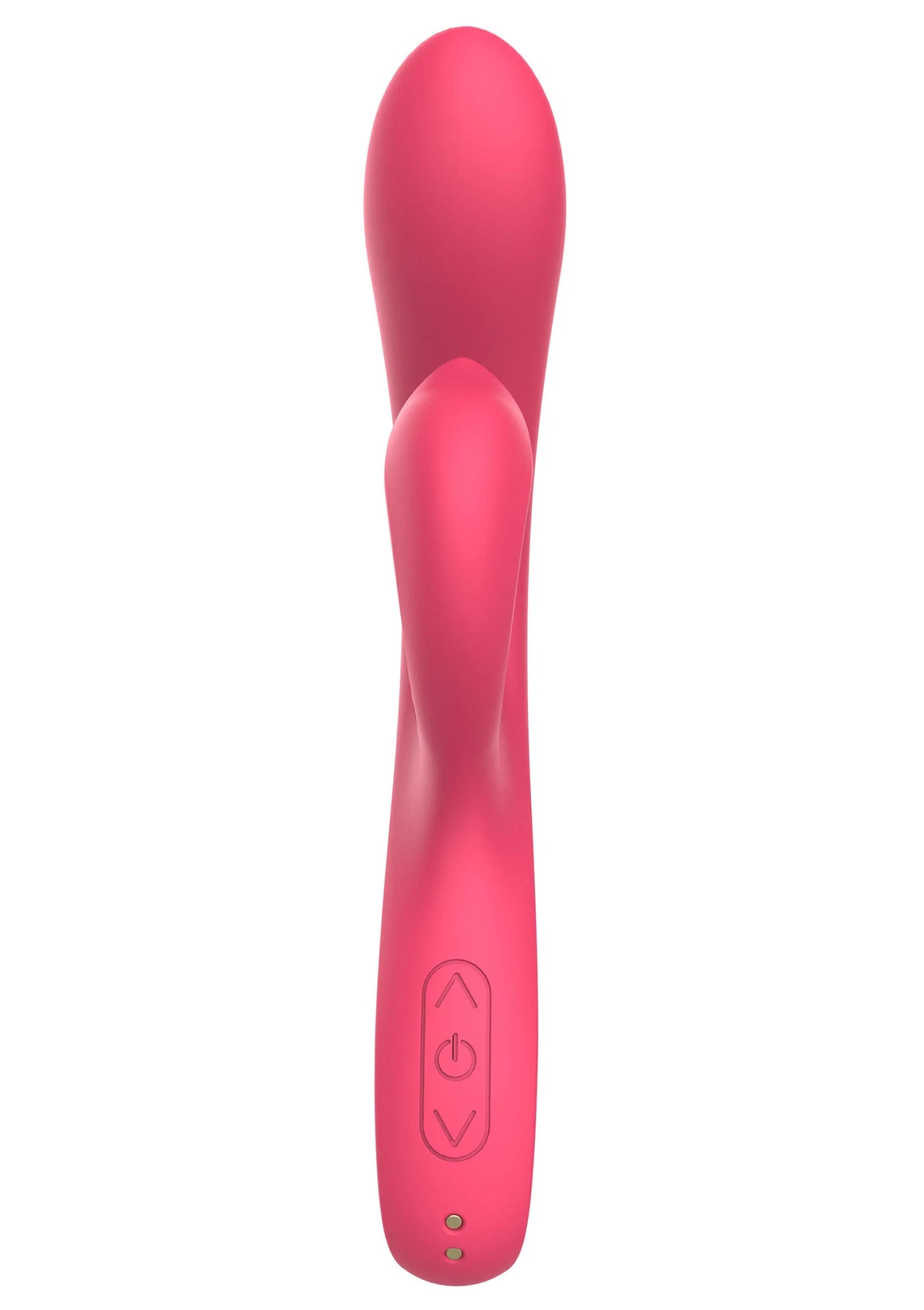 Roze Xocoon-vibrator met afgeronde top en bedieningsknoppen op de steel