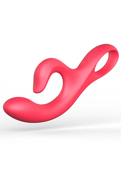 Roze Xocoon-vibrator met gebogen vorm en ronde openingen
