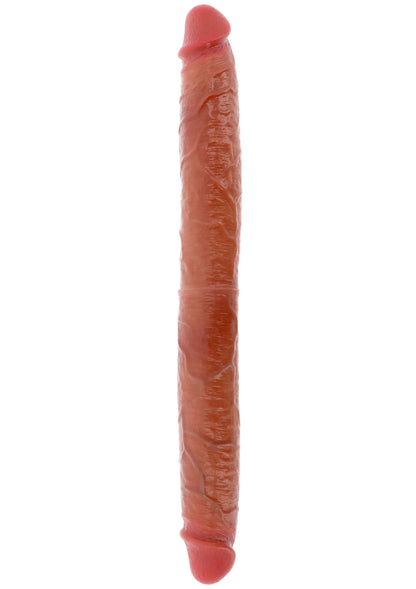 Bruine siliconen dubbele dildo, staafvormig met afgeronde uiteinden