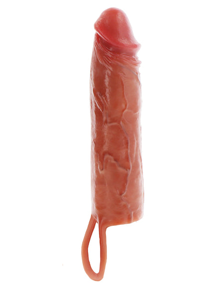 Roodbruine siliconen penis-mouw met ophanglusje en taps toelopende vorm