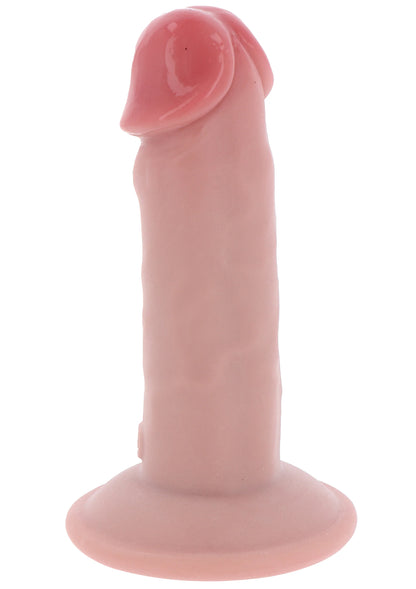 Roze TPE seksspeeltje met brede voet, gladde schacht en afgeronde kop