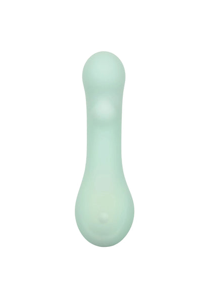 Muntgroene siliconen vibrator met ronde uiteinden en gebogen midden