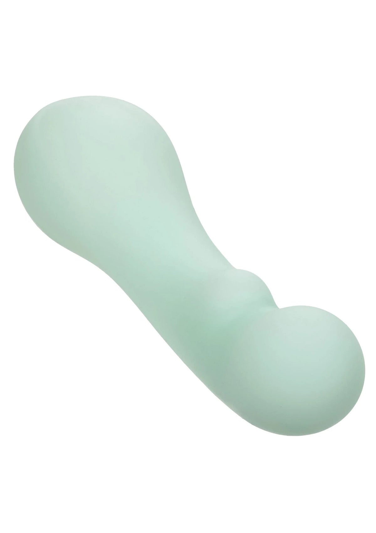 Muntgroene siliconen vibrator in gebogen, langwerpige vorm