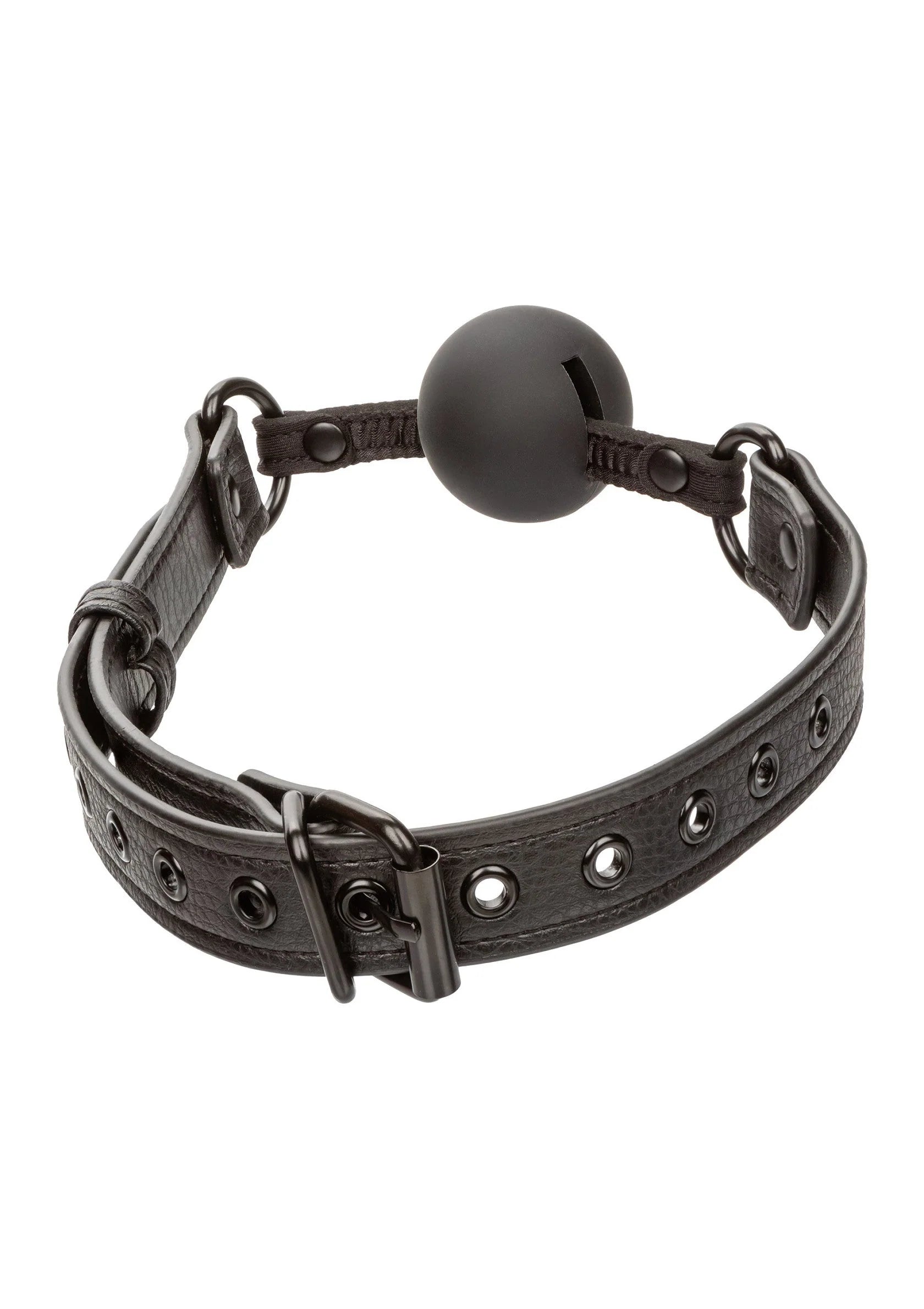 Balprang met zwarte bal en verstelbare riem met ringen en gespen