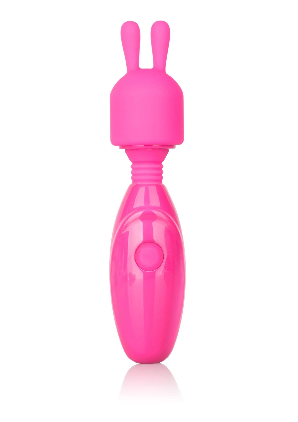 Roze konijnvormige vibrator met twee oortjes en glanzende doorzichtige body