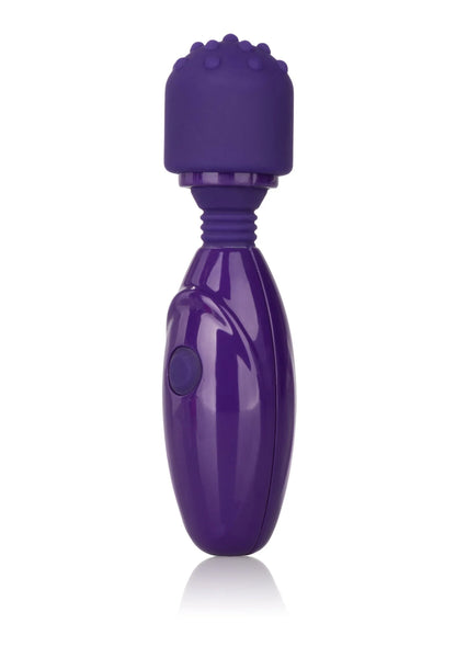Paarse kleine vibrator met noppenkop en afgeronde, glanzende body