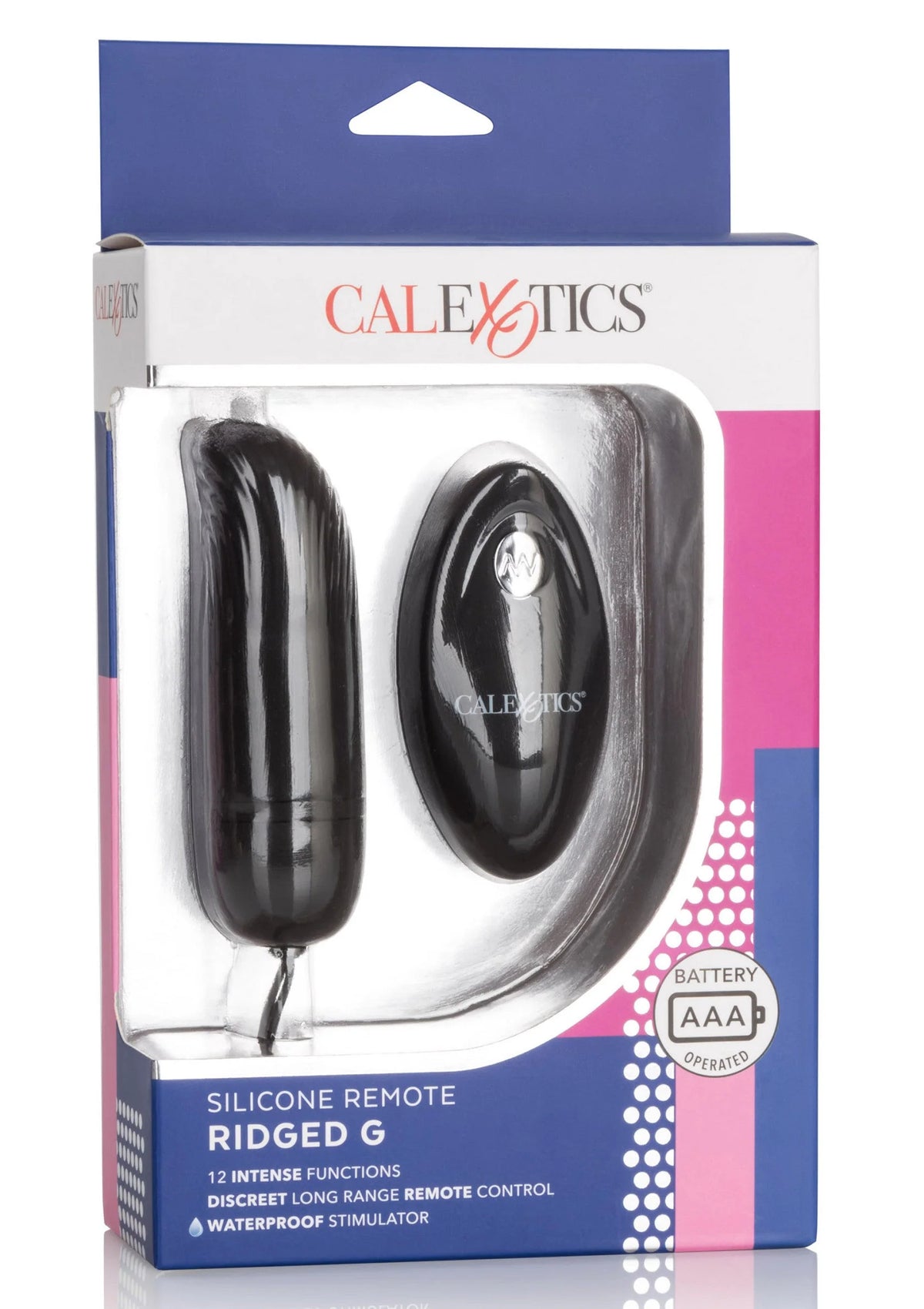 CalExotics doos voor siliconen remote ridged G-vibrator, waterdicht vermeld