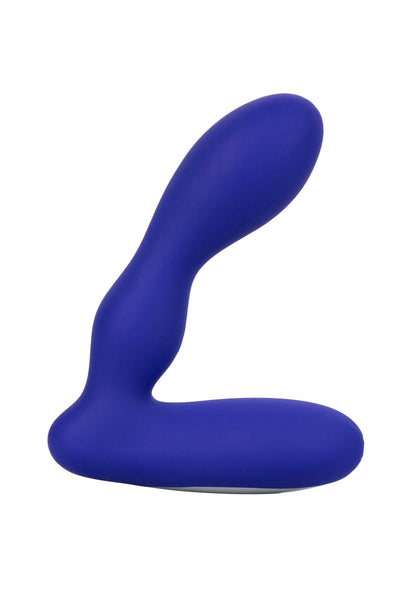 Blauwe siliconen anale plug met ergonomische, gebogen S-vormige hals