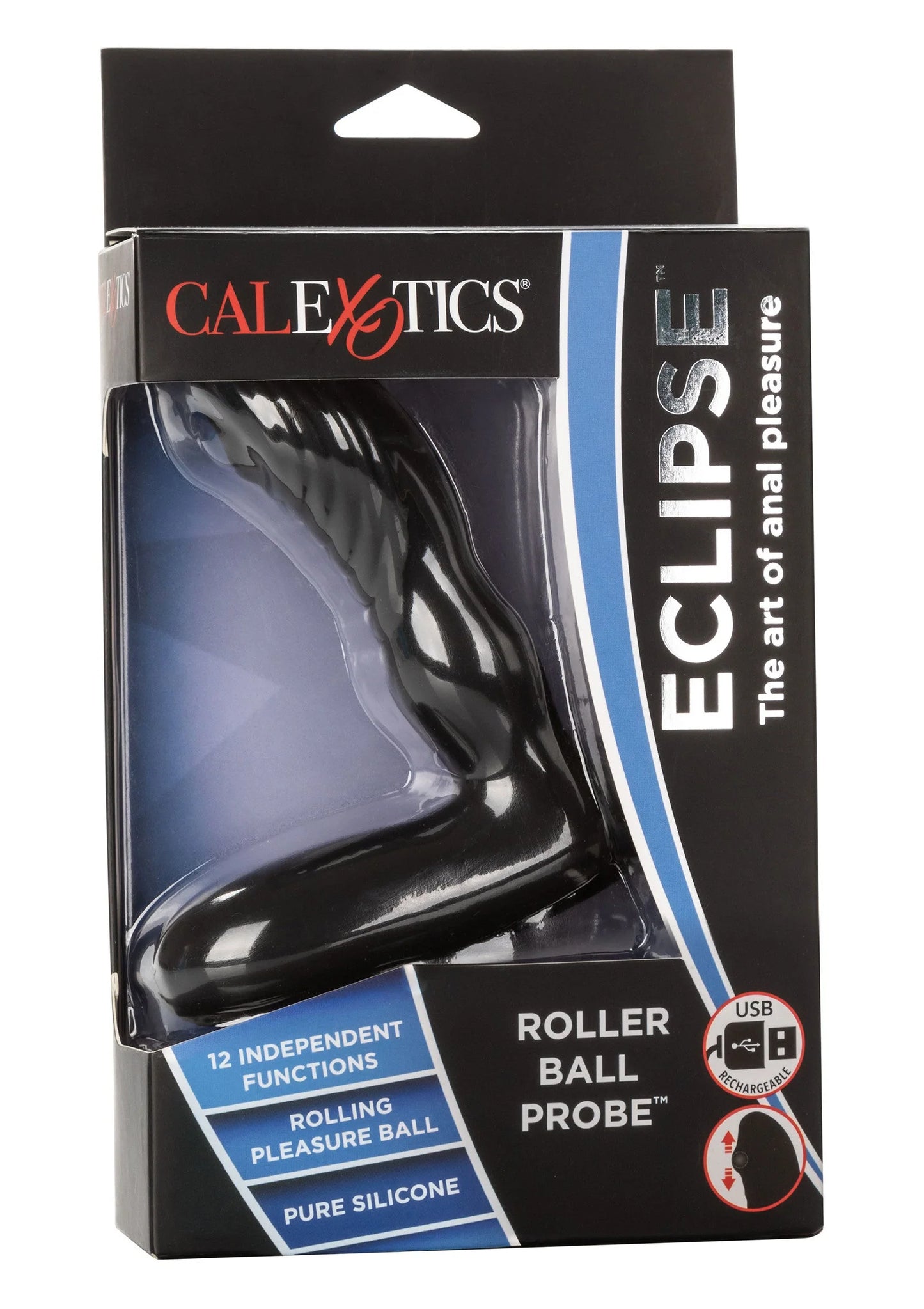 Verpakkingsdoos CalExotics Eclipse roller ball probe van pure siliconen, met USB.