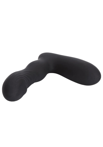 Zwarte gebogen rollerball vibrator met zachte, ronde behuizing
