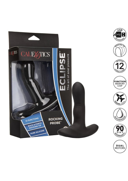Doos met zwarte CALExotics rocking probe vibrator en bijpassende probe