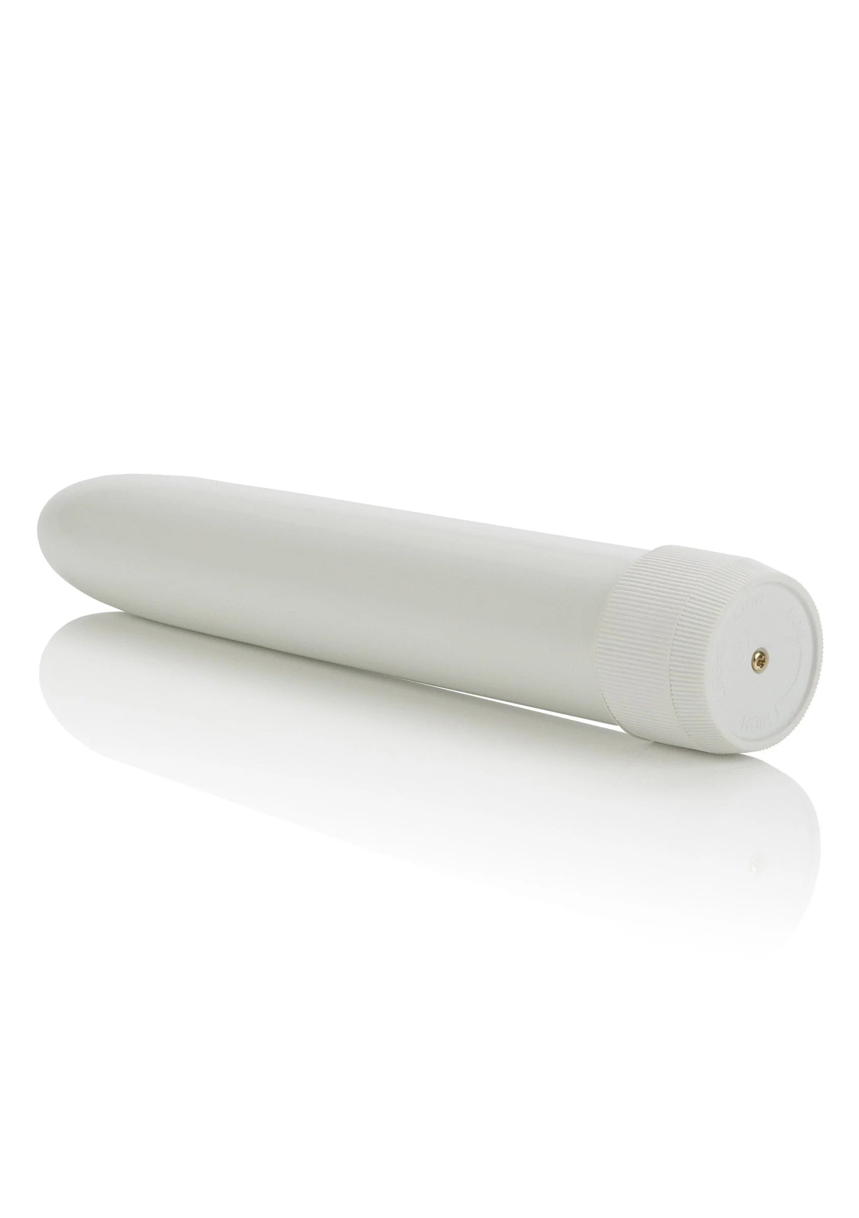 Witte langwerpige vibrator met afgeronde uiteinden, liggend
