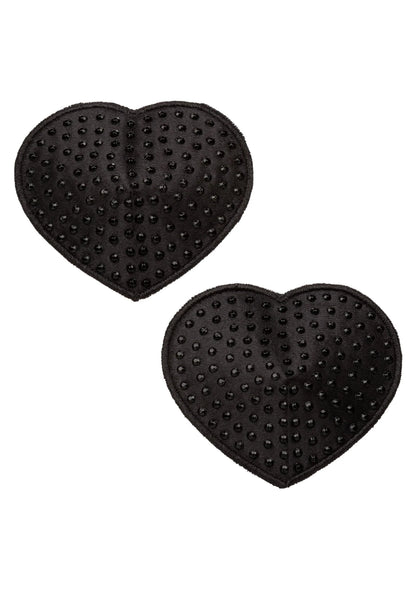 Set van twee hartvormige zwarte pasties met kleine noppen