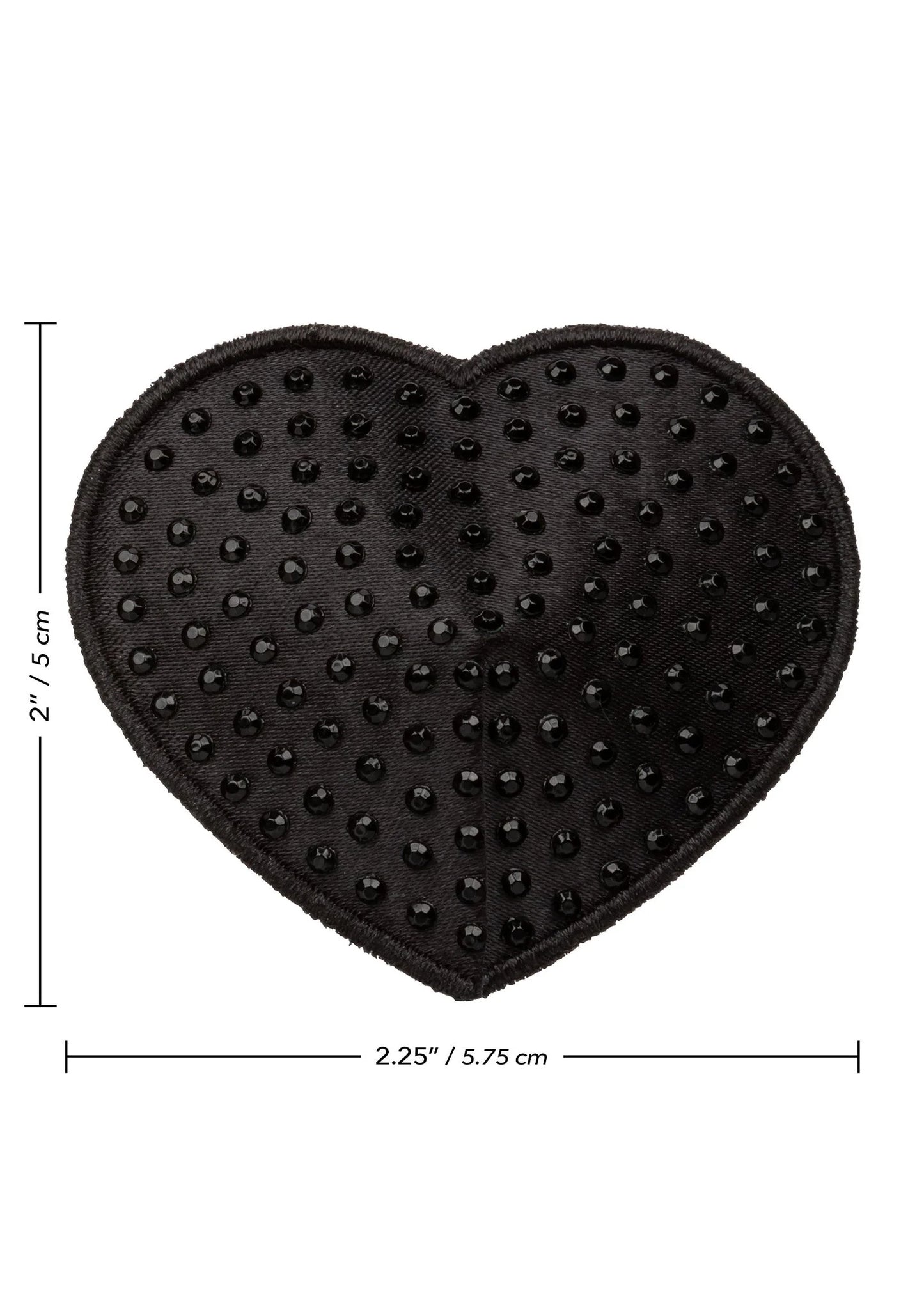 Zwarte hartvormige pasty met nopjes, ca. 5,75 cm breed