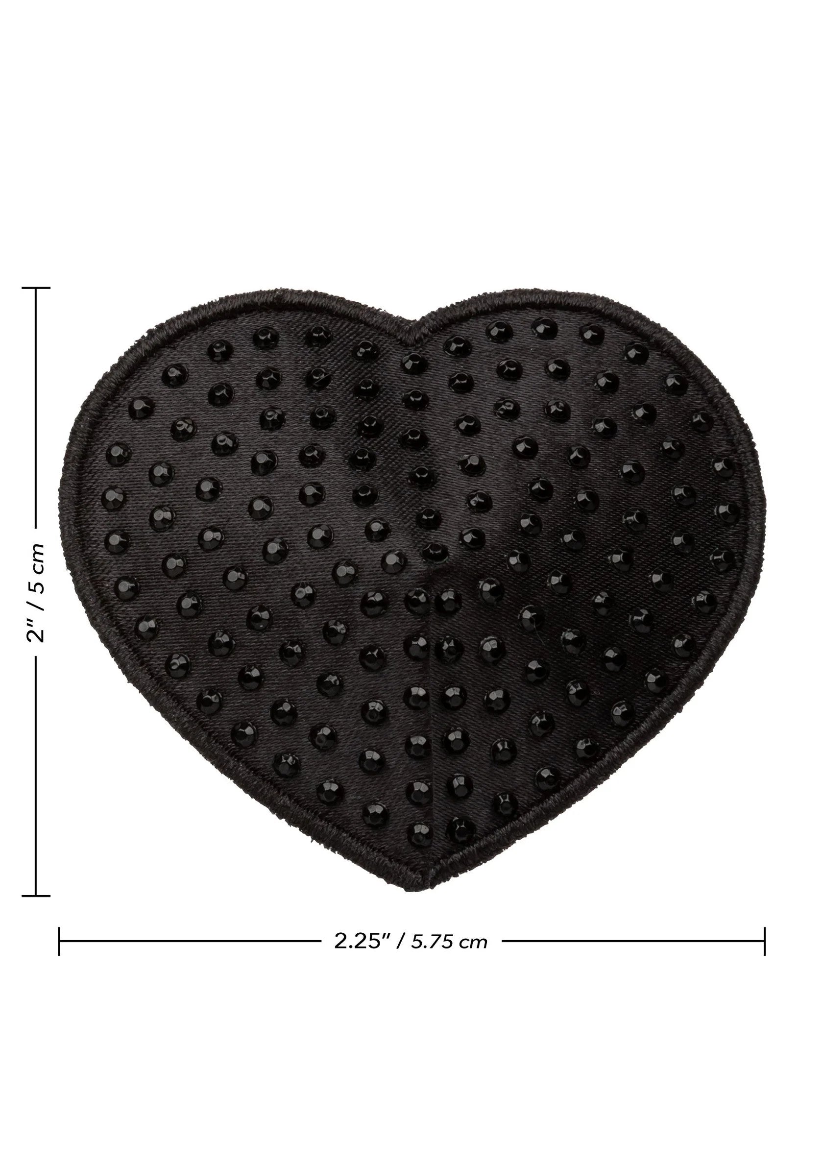 Zwarte hartvormige pasty met nopjes, ca. 5,75 cm breed