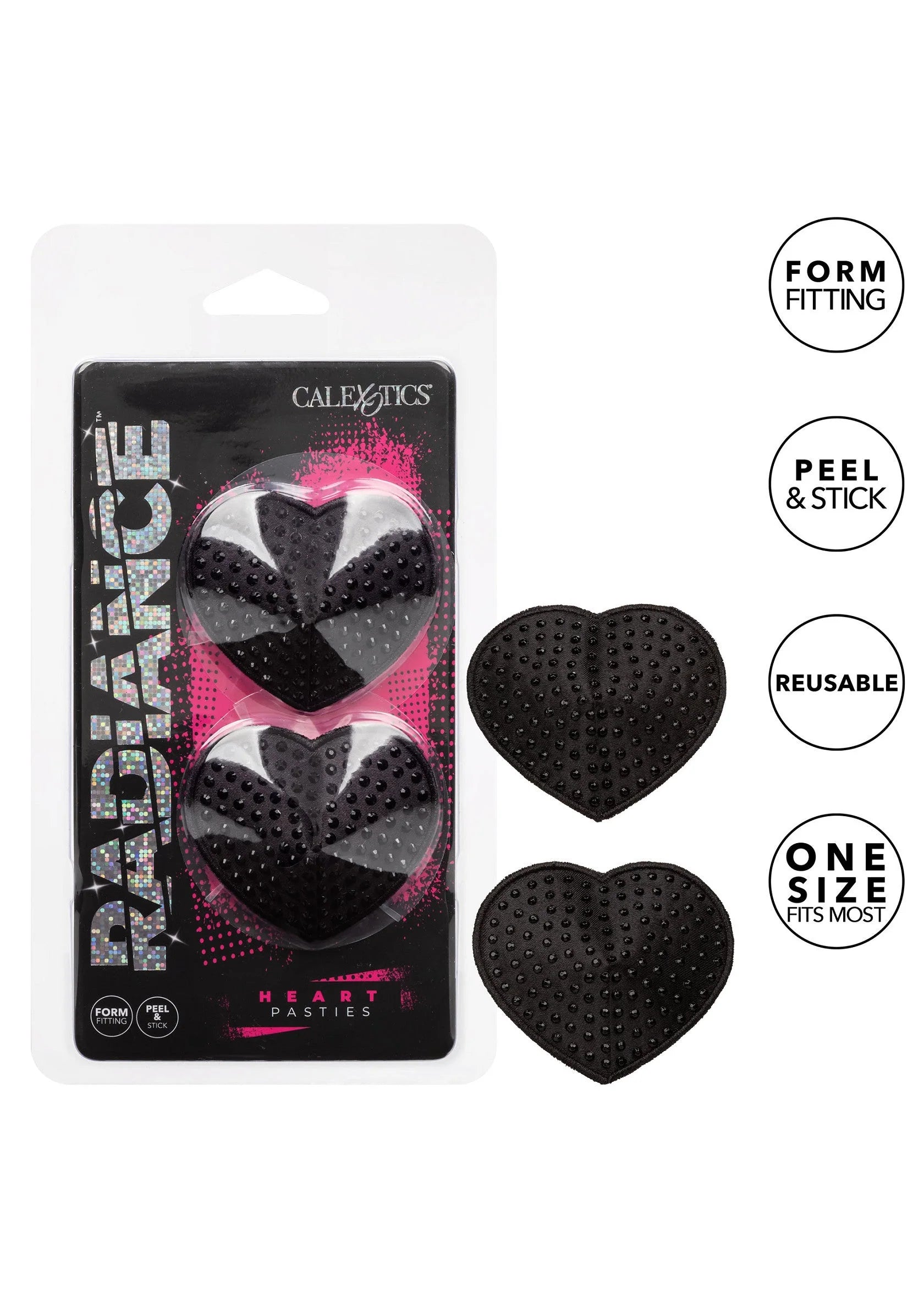 Set van 2 zwarte hartvormige pasties met nopjes, peel & stick