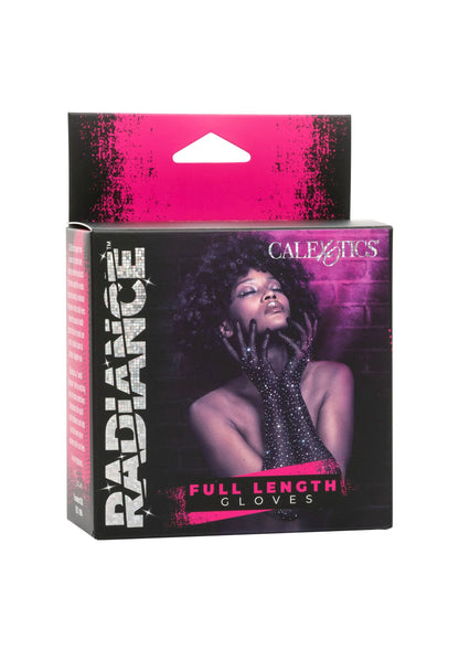 CalExotics Radiance lange handschoenen: zwarte mesh met zilveren steentjes