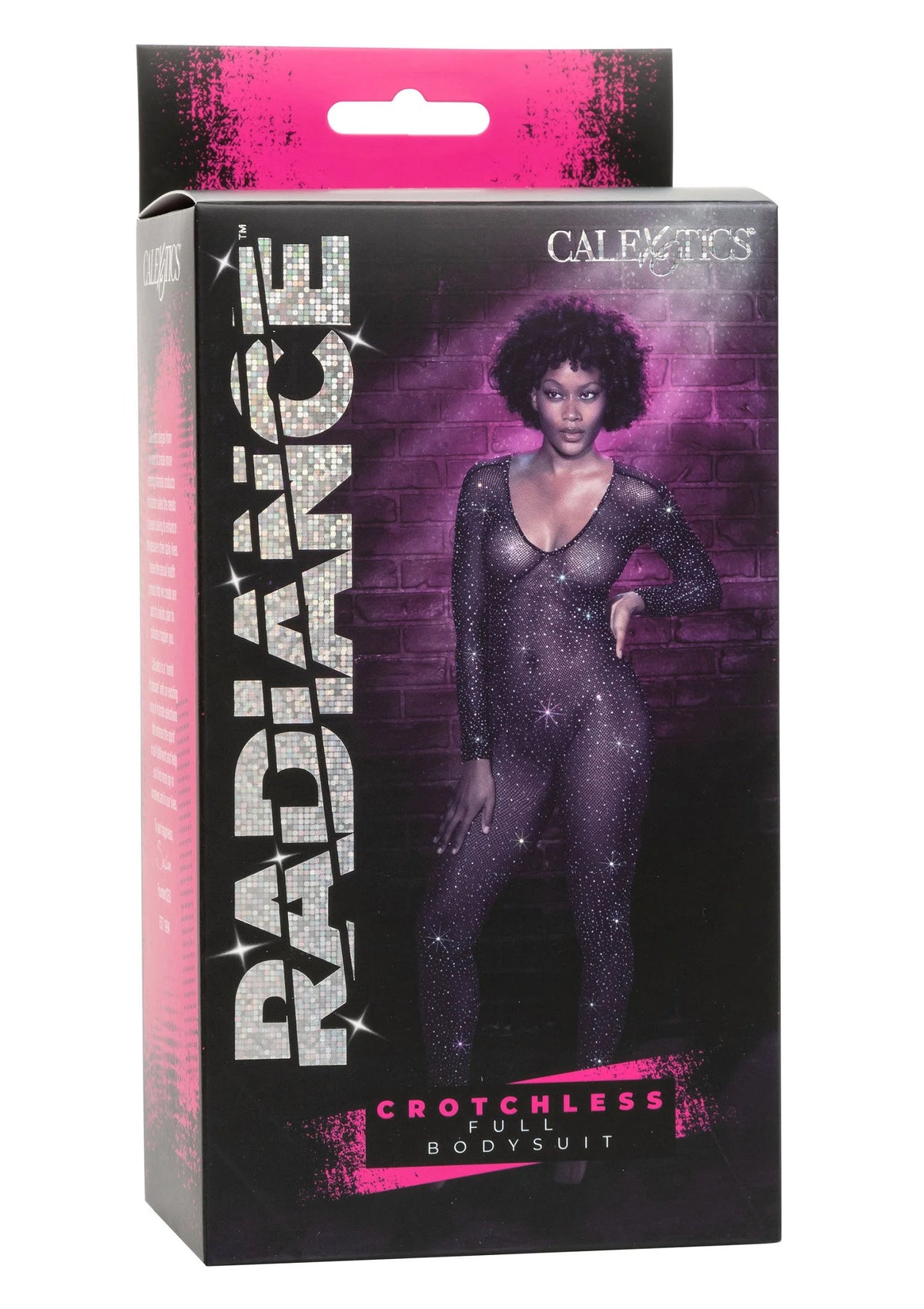 CalExotics crotchless full body suit met lange mouwen, donkere glinsterstof