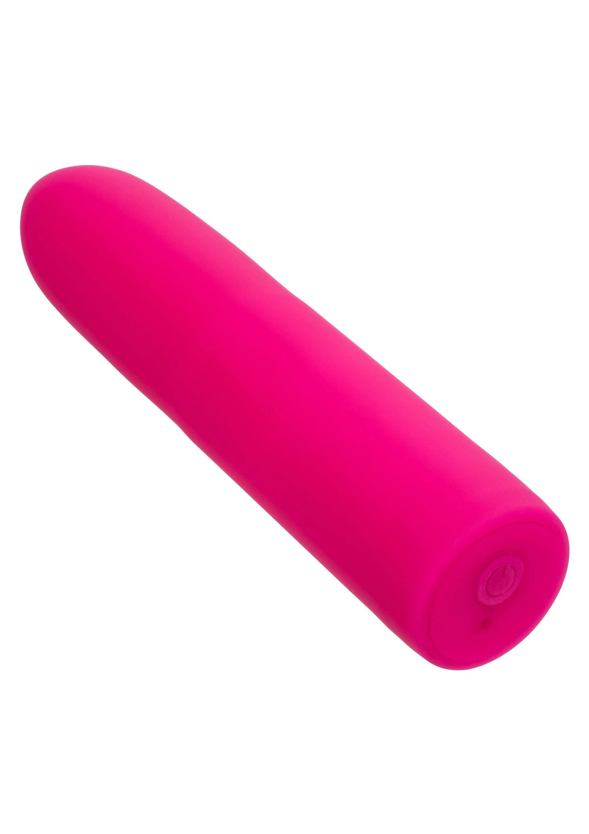 Oplaadbare mini-vibrator in felroze met afgeronde, gladde vorm en brede kop.