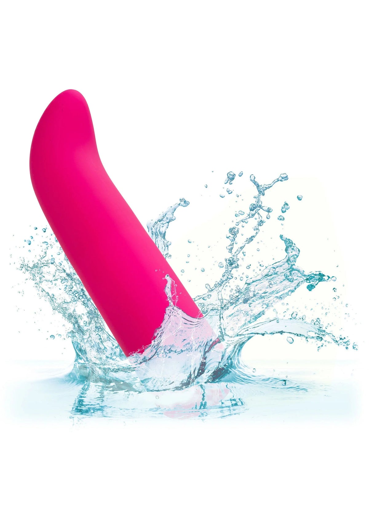Roze CalExotics mini G vibrator met waterdruppels, gladde silicone