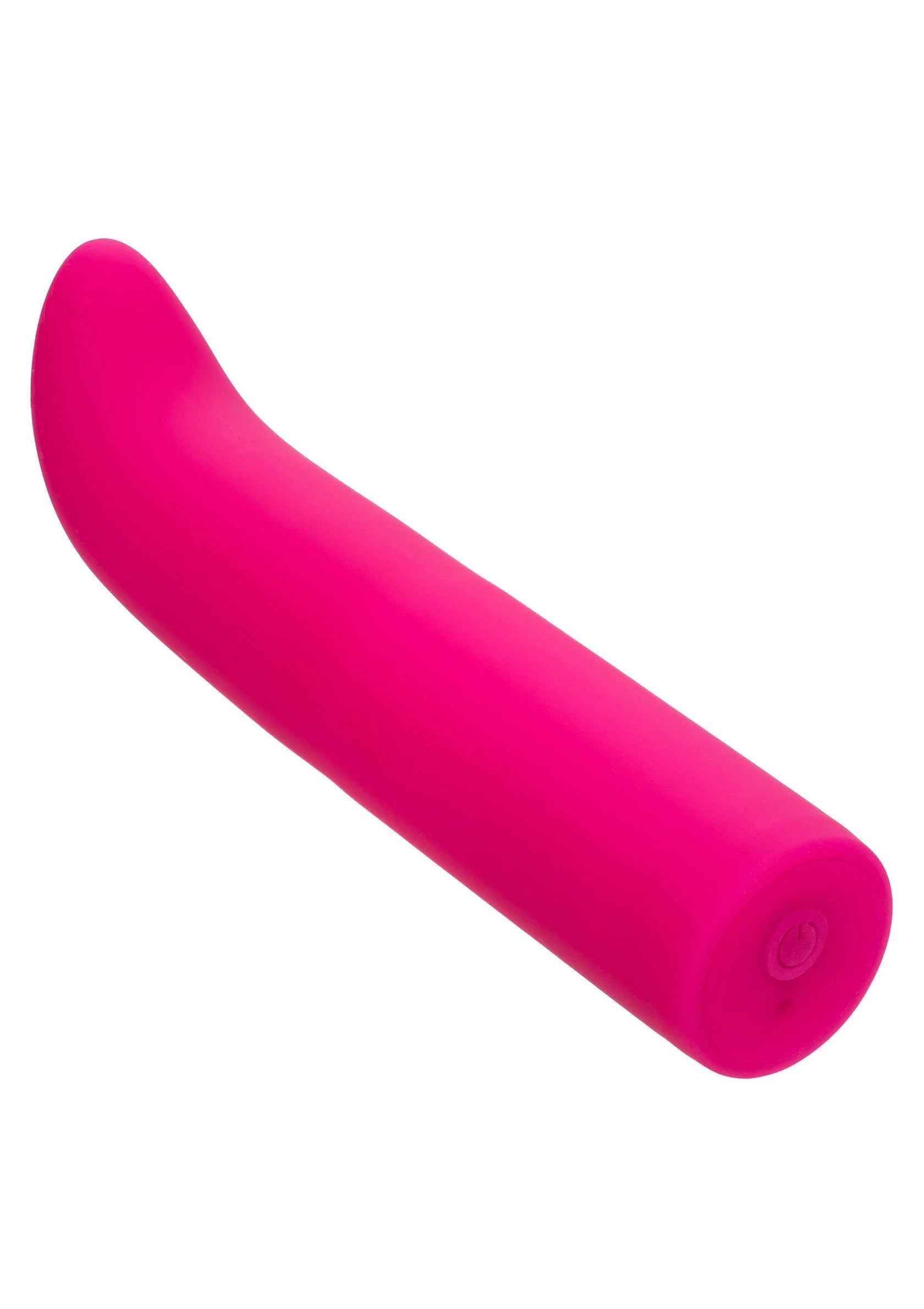 Roze CalExotics mini G vibrator, zijdelings, slanke curve met ronde punt