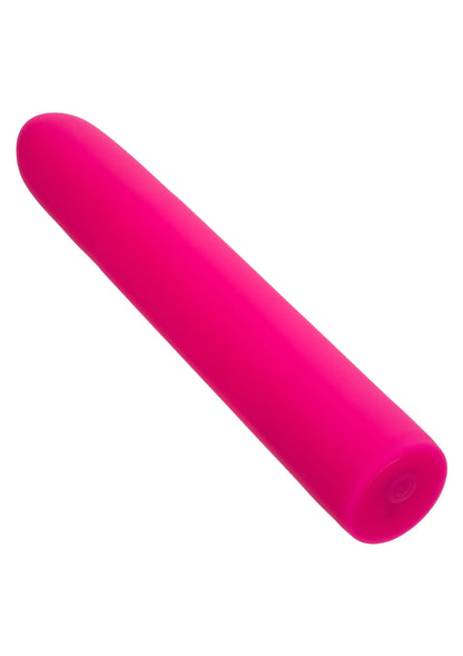 Roze oplaadbare vibrator, afgeronde cilinder met glad oppervlak