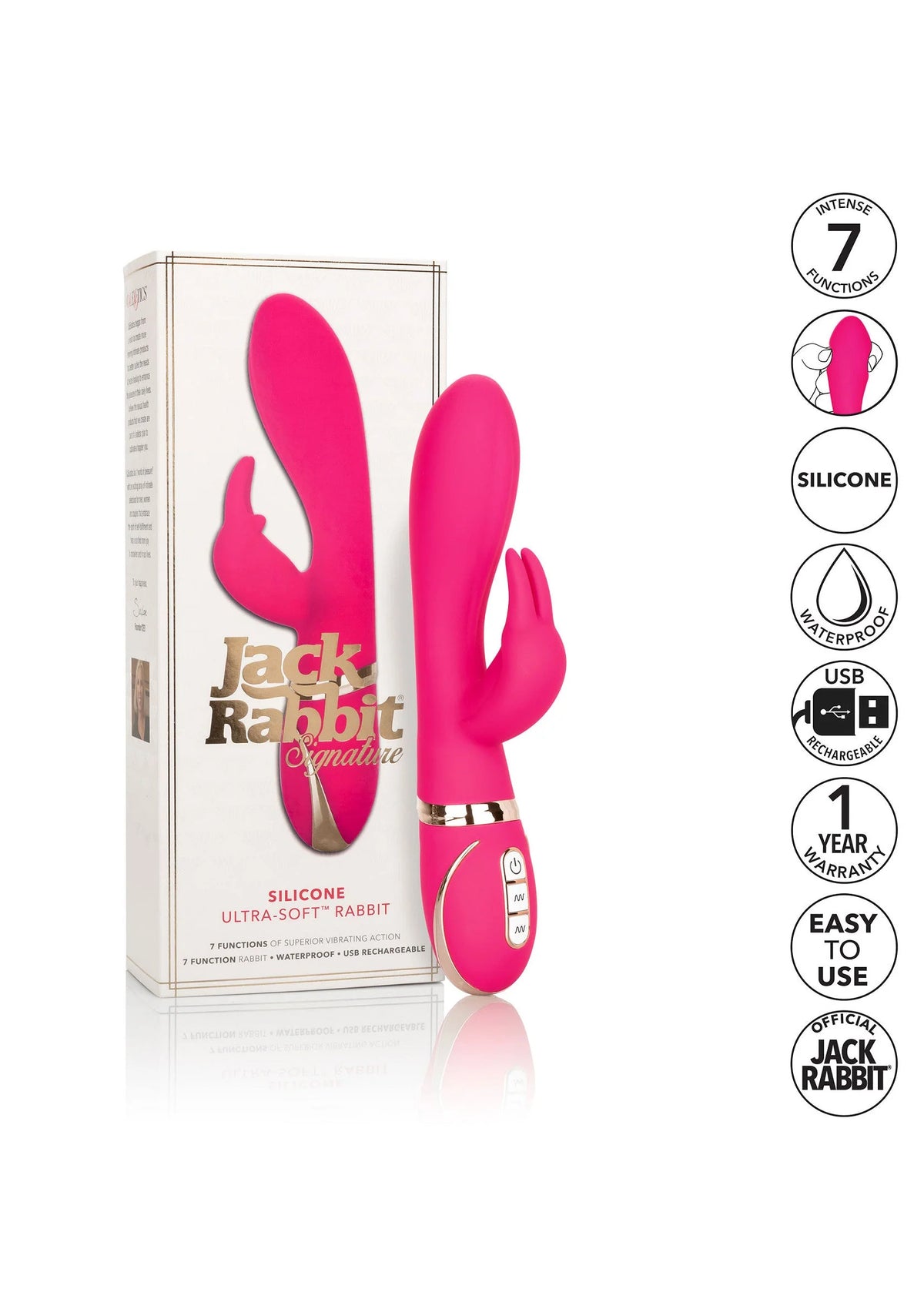 Beste vandaag nog: Jack Rabbit Signature Silicone Ultra - Soft Rabbit vibrator by CalExotics - bij Happytoys
