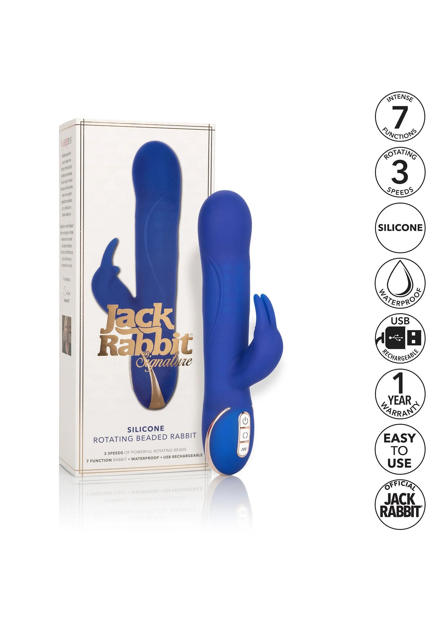 Beste vandaag nog: Jack Rabbit Signature Silicone Rotating Beaded Rabbit vibrator by CalExotics - bij Happytoys