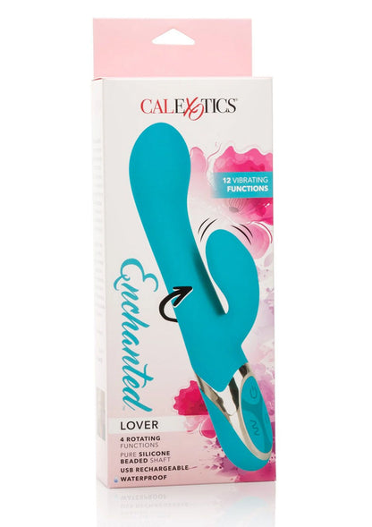 CalExotics Lover vibratorverpakking met turquoise figuur en roze functiebadge