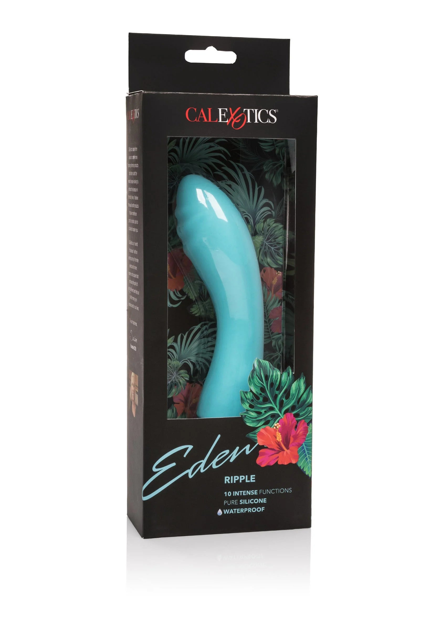 CalExotics Eden Ripple doos met turquoise g-spot vibrator illustratie en merknaam
